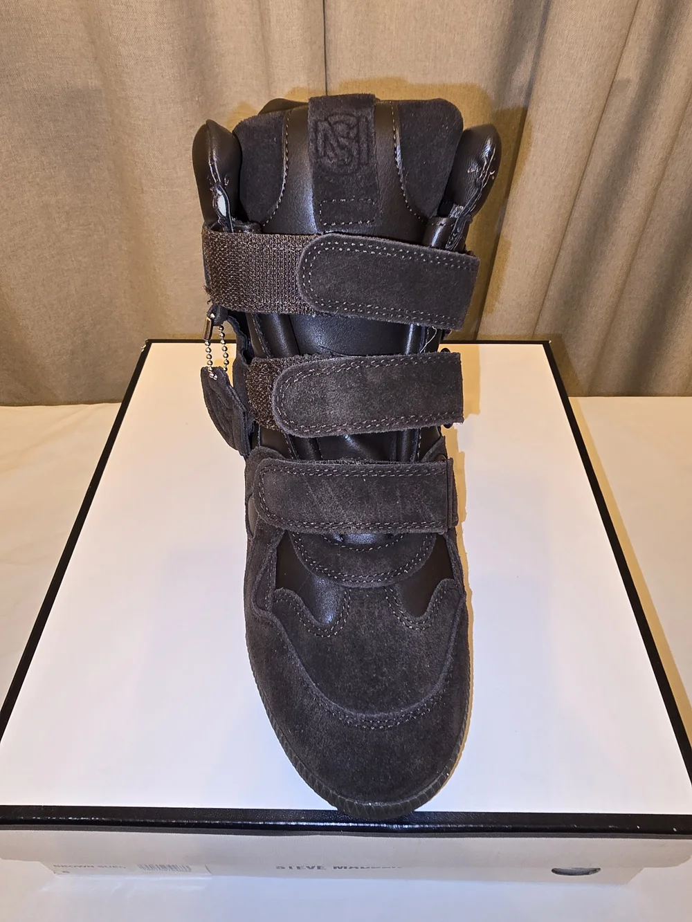 Steve Madden Mavis Brown Suede Hidden Wedge High-Top Sneakers